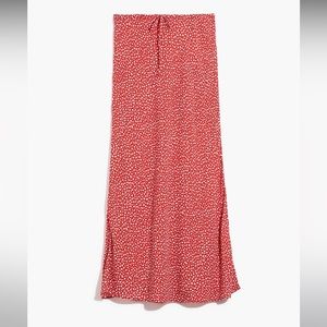 Madewell Drawstring Midi Slip Skirt in Park Picnic